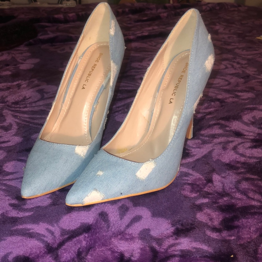 Distressed Denim Heels